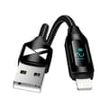 Miniatyrbild 1 av 6: USB-A - Lightning-kabel för iPhone med LED-display 2,4A, 2m, svart