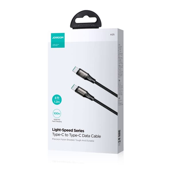 USB-C 100W Light-Speed Series kabel 1,2m sort