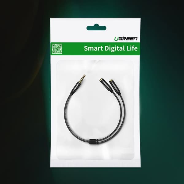 Audio splitter kabel minijack 3,5 mm - 2x minijack 3,5 mm 21 cm sort