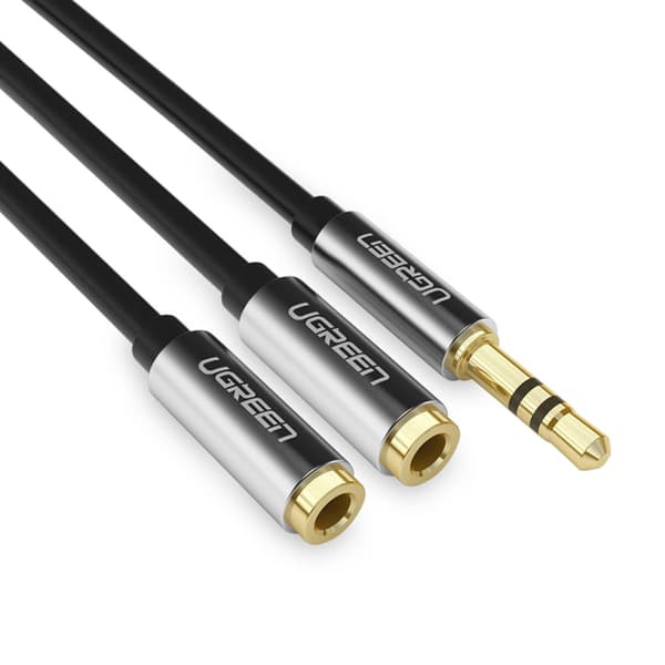 Audio splitter kabel minijack 3,5 mm - 2x minijack 3,5 mm 21 cm sort