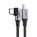 Miniatyrbillede 1 af 6: Vinklet USB-C strømforsyningskabel 60W 20V 3A 2m sort og grå