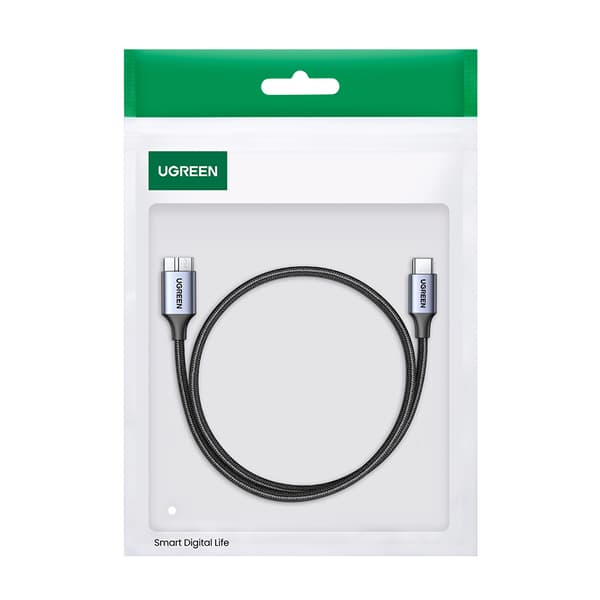Kaapeli SSD-asemalle USB-C - micro USB-B 3.0 5Gb/s 3A 1m harmaa
