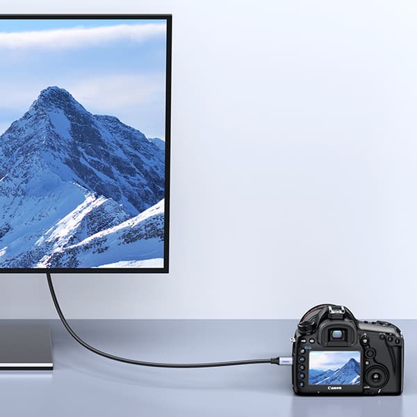Micro HDMI til HDMI 2.1 8K adapterkabel, 2m, grå