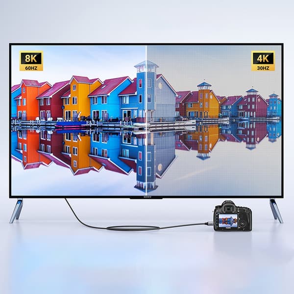 Mini HDMI - HDMI 8K adapterkabel, 2m, grå