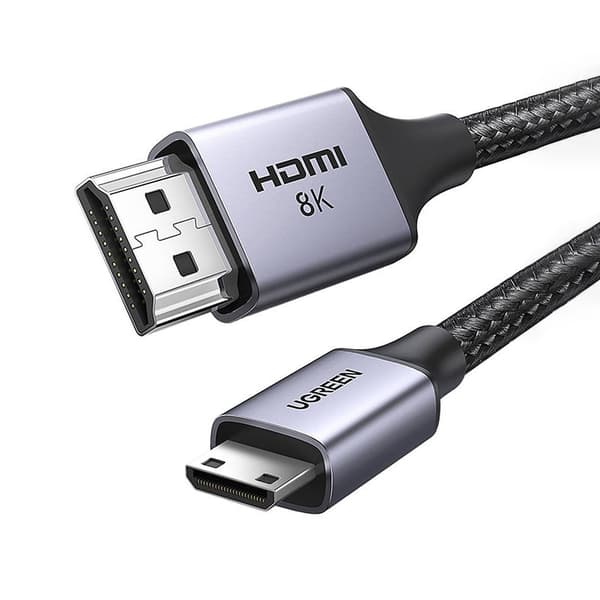 Mini HDMI - HDMI 8K adapterkabel, 2m, grå