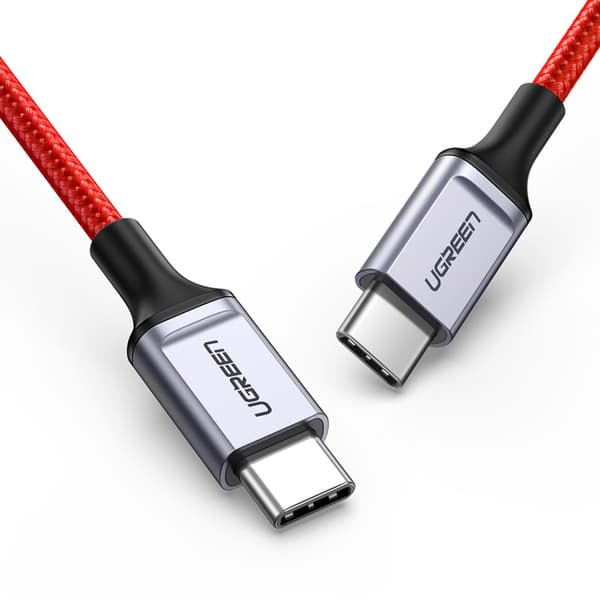 Flätad kabel USB-C - USB-C 2.0 3A röd
