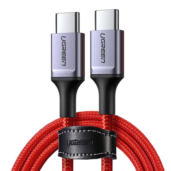 Flätad kabel USB-C - USB-C 2.0 3A röd
