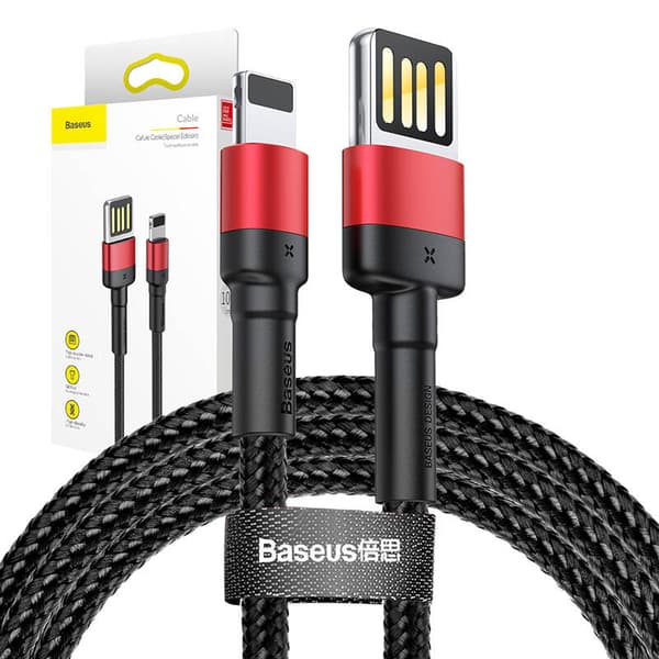 Baseus Cafule kaksipuolinen USB Lightning -kaapeli 2,4A 1m (musta+punainen)