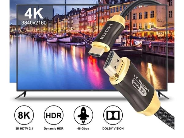 3m HDMI 2.1 Kabel - Ultra HD 8K - Guldpläterad