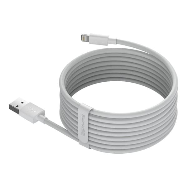 Baseus Simple Wisdom datakabelsats USB till Lightning 2,4A (2st/set)1,5m vit