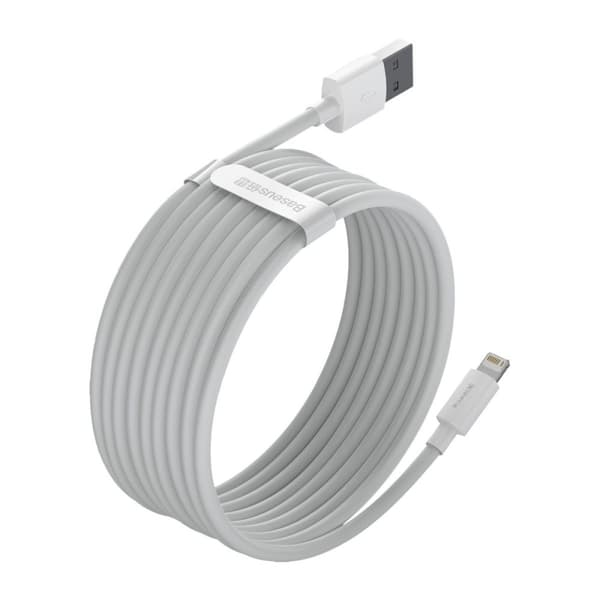 Baseus Simple Wisdom datakabelsats USB till Lightning 2,4A (2st/set)1,5m vit