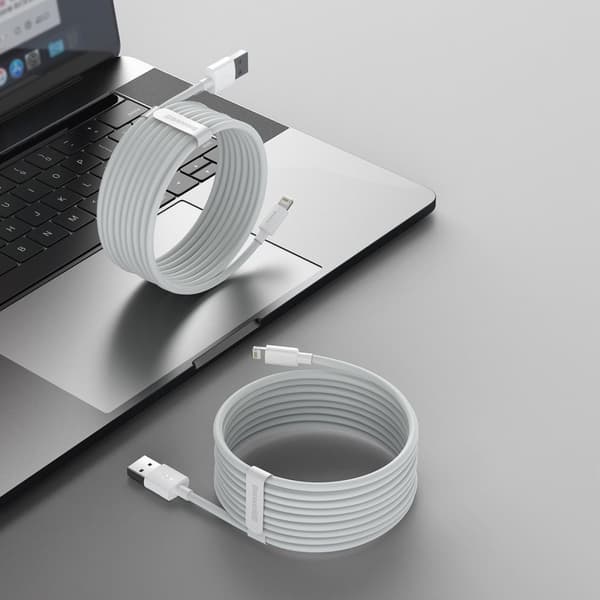 Baseus Simple Wisdom datakabelsats USB till Lightning 2,4A (2st/set）1,5m vit
