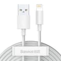 Miniatyrbild 1 av 11: Baseus Simple Wisdom datakabelsats USB till Lightning 2,4A (2st/set）1,5m vit