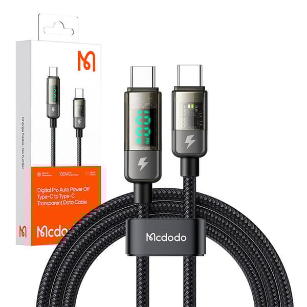 Mcdodo CA-3611 USB-C til USB-C-kabel, automatisk avslåing, PD 100W, 1,8m (svart)