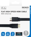 Miniatyrbilde 2 av 3: Flat High Speed with Ethernet HDMI cable, 1m, black