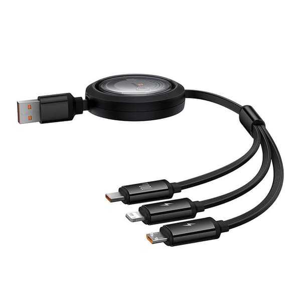 3-i-1 Baseus Free2Draw USB till M+L+C 100W-kabel, 1,1 m (svart)