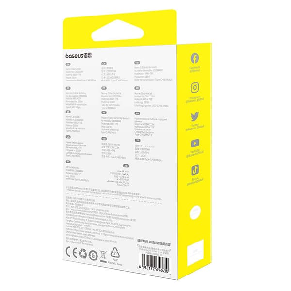 3-i-1 Baseus Free2Draw USB till M+L+C 100W-kabel, 1,1 m (svart)