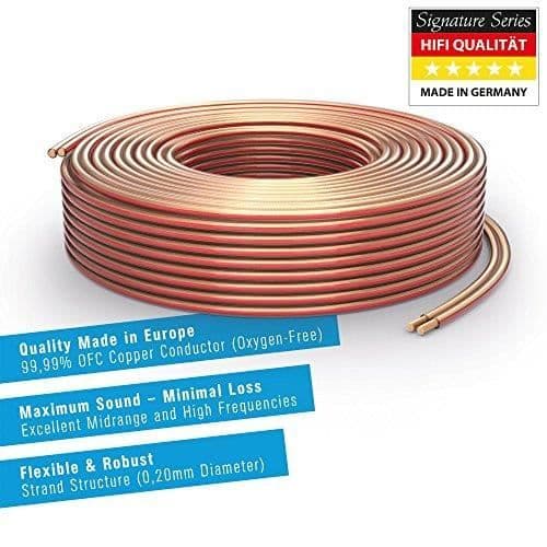 PureLink SP060-020 högtalarkabel 2 x 2,5 mm² (99,9 % OFC solid koppar 0,20 mm) Hifi-högtalarkabel, 20 m, tr SP060-02