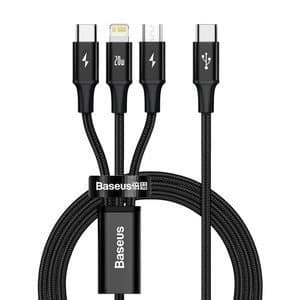 Baseus Rapid Series 3-i-1 kabel USB-C Til M+L+T 20W 1,5m Sort