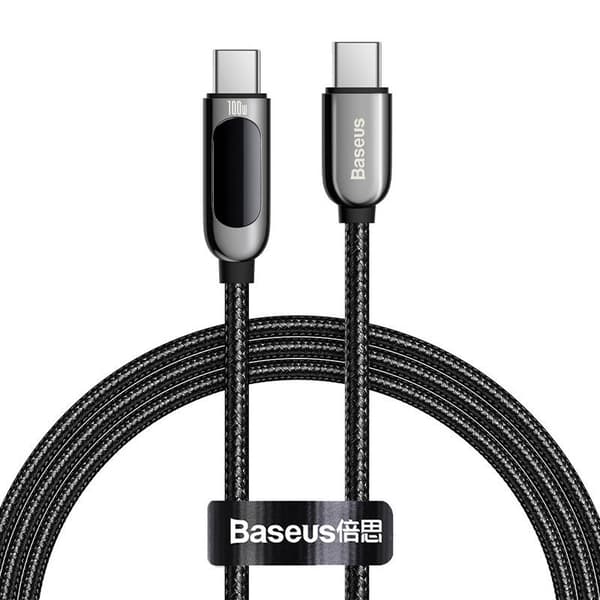 Baseus skjermkabel USB-C til Type-C 100W 1m (svart)