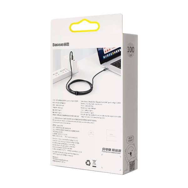 Baseus skjermkabel USB-C til Type-C 100W 1m (svart)