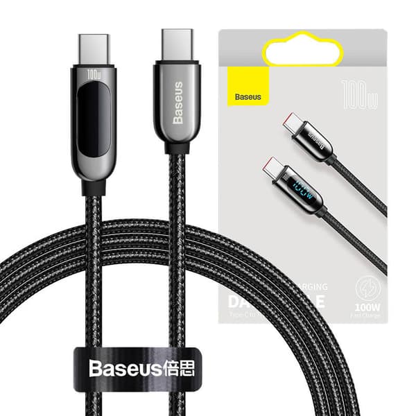 Baseus skjermkabel USB-C til Type-C 100W 1m (svart)