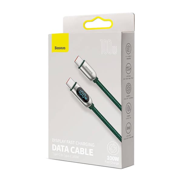 Baseus skjermkabel USB-C til USB-C 100W 1m (grønn)