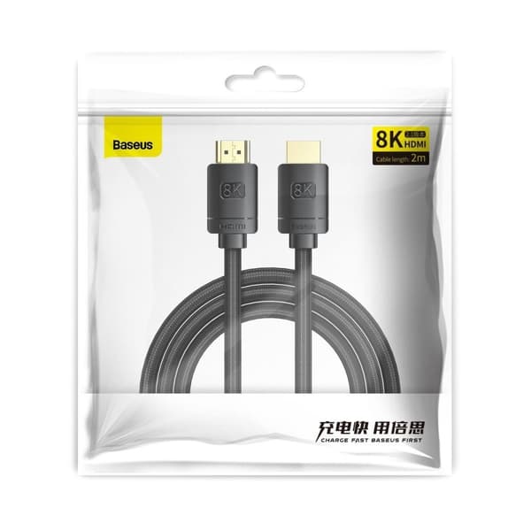 Baseus High Definition Series HDMI 2.1-kabel, 8K 60Hz, 3D, HDR, 48Gbps, 3m (svart)