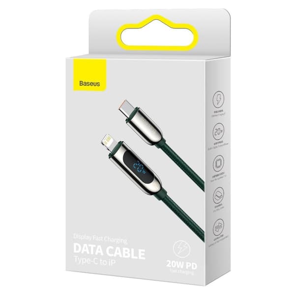 USB-C-kabel for Lightning Baseus Display, PD, 20W, 2m (grønn)