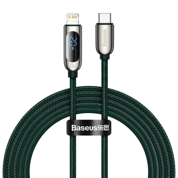 USB-C-kabel for Lightning Baseus Display, PD, 20W, 2m (grønn)