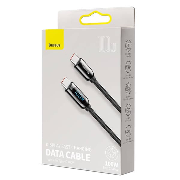 Kabel USB-C til USB-C Baseus Display, 100W, 2m (sort)