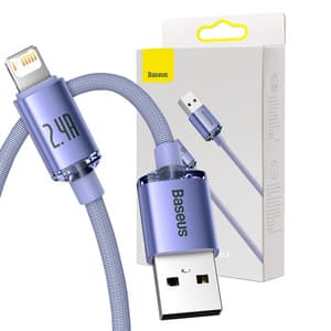 Baseus Crystal Shine-kabel USB til Lightning, 2,4A, 1,2m (lilla)