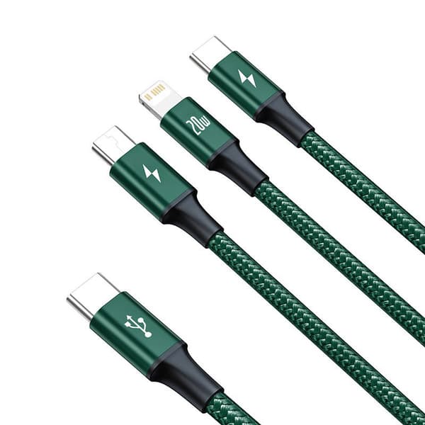 Baseus Rapid Series 3-i-1 kabel USB-C For M+L+T 20W 1,5m (grønn)