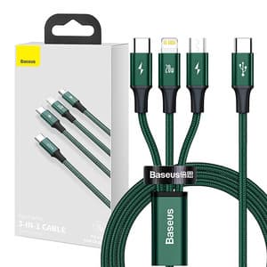Baseus Rapid Series 3-i-1 kabel USB-C For M+L+T 20W 1,5m (grønn)