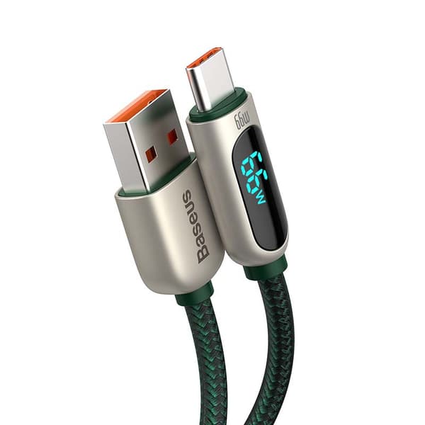 Baseus skærmkabel USB til Type-C, 66W, 1m (grøn)