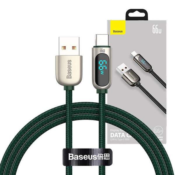 Baseus skærmkabel USB til Type-C, 66W, 1m (grøn)
