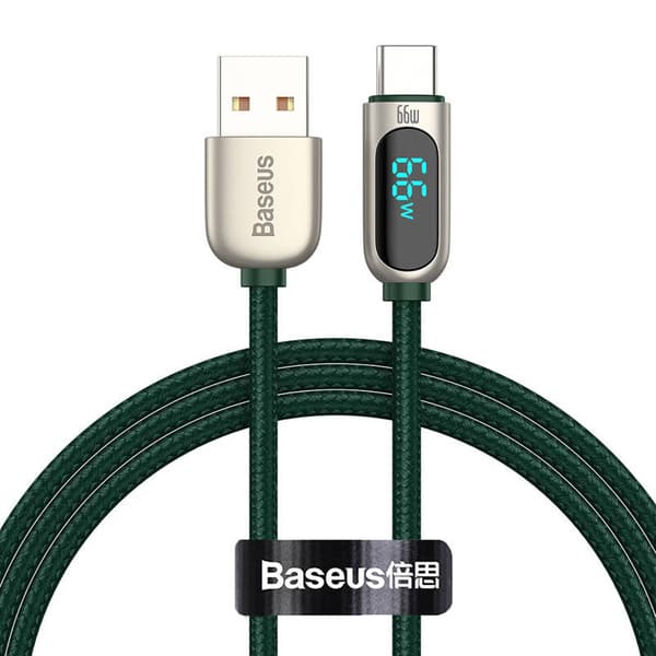 Baseus skærmkabel USB til Type-C, 66W, 1m (grøn)