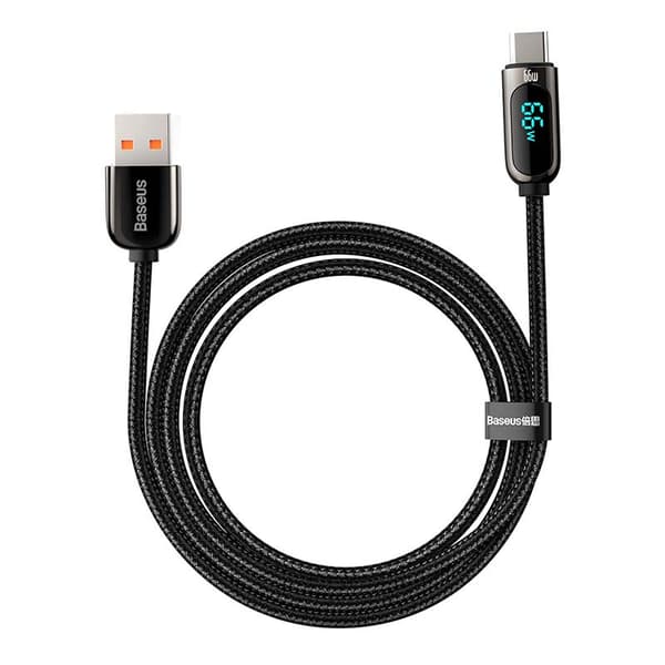 Baseus skjermkabel USB til Type-C, 66W, 2m (svart)