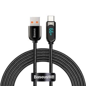 Baseus skjermkabel USB til Type-C, 66W, 2m (svart)