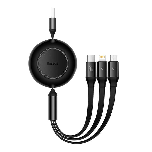 Baseus Bright Mirror 3, USB 3-i-1-kabel för micro USB / USB-C / Lightning 66W / 2A 1,1m (svart)