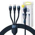 Miniatyrbillede 7 af 7: 3-i-1 USB-kabel Baseus Flash Series 2, USB-C + micro USB + Lightning, 100W, 1,5 m (blå)