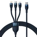 Miniatyrbillede 1 af 7: 3-i-1 USB-kabel Baseus Flash Series 2, USB-C + micro USB + Lightning, 100W, 1,5 m (blå)
