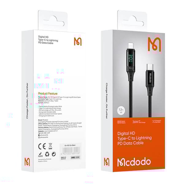 Kabel Mcdodo CA-1030 USB-C til Lightning, 36W, 1,2m (sort)
