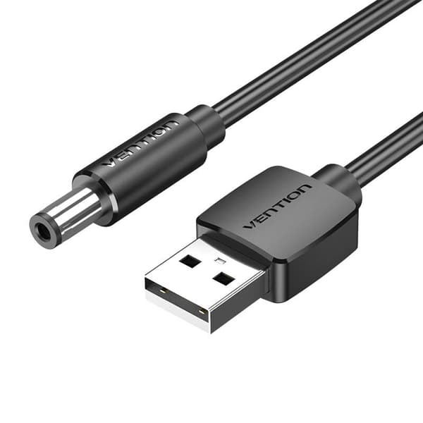 Strømkabel USB 2.0 til DC 5,5 mm Barrel Jack 5V Vention CEYBF 1m (svart)