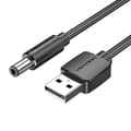 Miniatyrbilde 5 av 5: Strømkabel USB 2.0 til DC 5,5 mm Barrel Jack 5V Vention CEYBF 1m (svart)