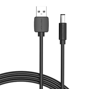Strømkabel USB 2.0 til DC 5,5 mm Barrel Jack 5V Vention CEYBF 1m (svart)
