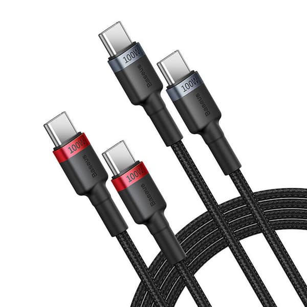 Kabel Baseus Cafule USB-C til USB-C 100W,2m, 2psc (Rød Sort, Grå Sort)