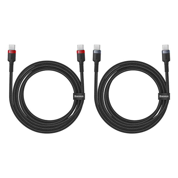 Kabel Baseus Cafule USB-C til USB-C 100W,2m, 2psc (Rød Sort, Grå Sort)