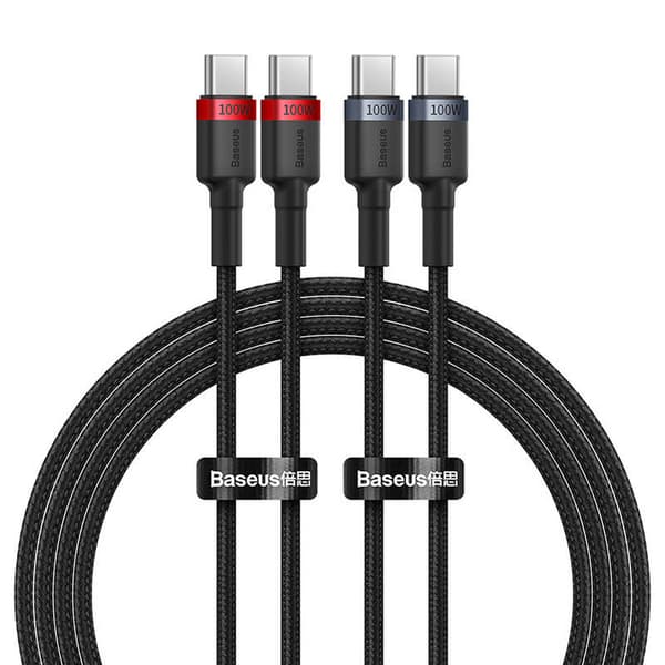 Kabel Baseus Cafule USB-C til USB-C 100W,2m, 2psc (Rød Sort, Grå Sort)
