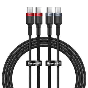 Kabel Baseus Cafule USB-C til USB-C 100W,2m, 2psc (Rød Sort, Grå Sort)